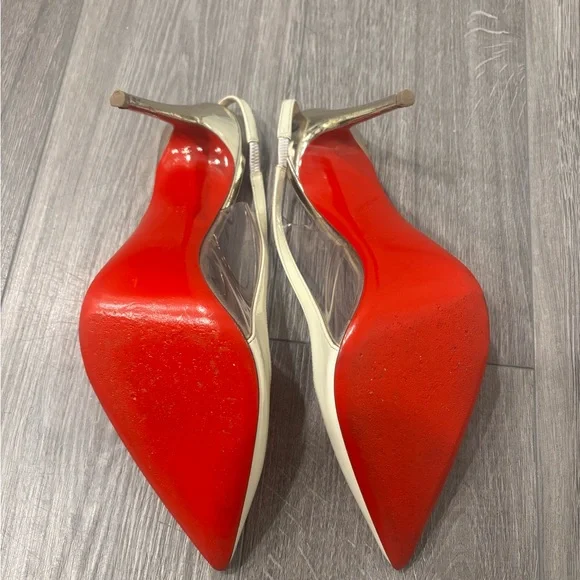 Christian Louboutin Cream Slingback Heels - Picture 2 of 4
